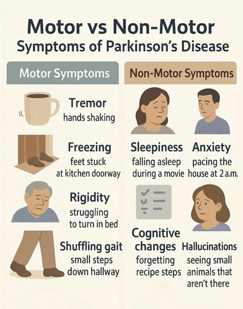 The most common motor and non-motor symptoms of Parkinson's disease