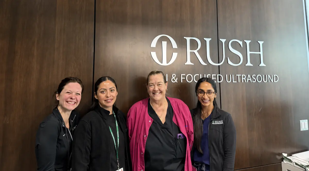 Members of the RUSH focused ultrasound team outside the treatment suite